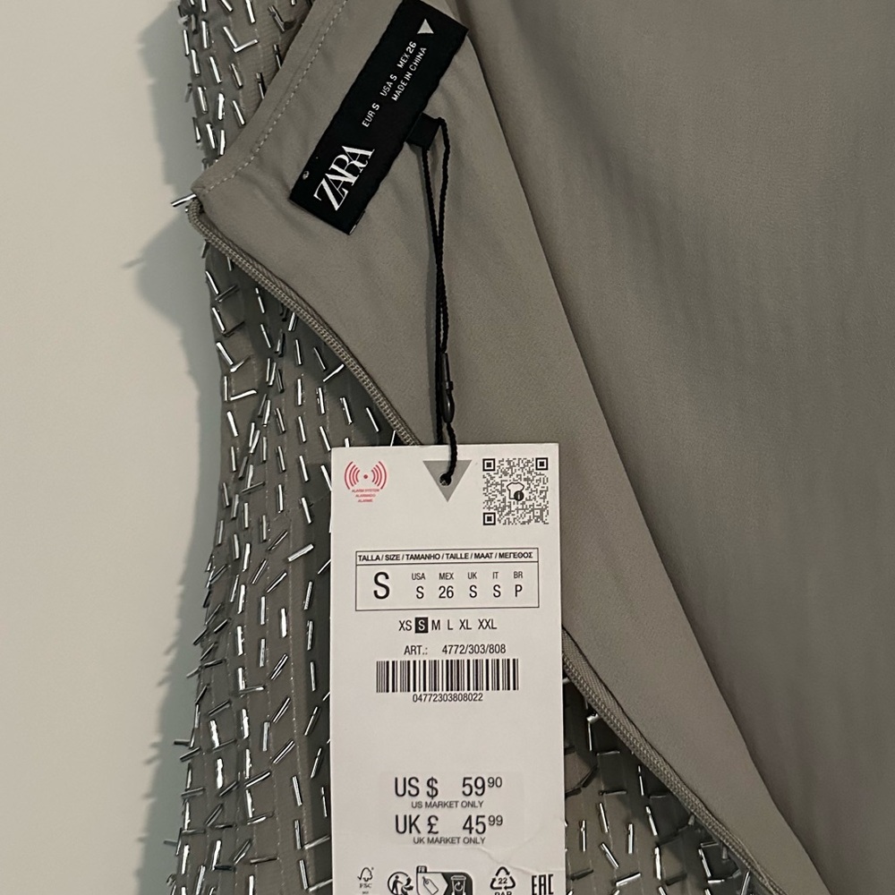 NWT Zara Silver Sequin Dress - Picture 2 of 4